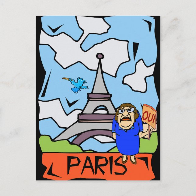 Paris Travel Cartoon Postkarte (Vorderseite)