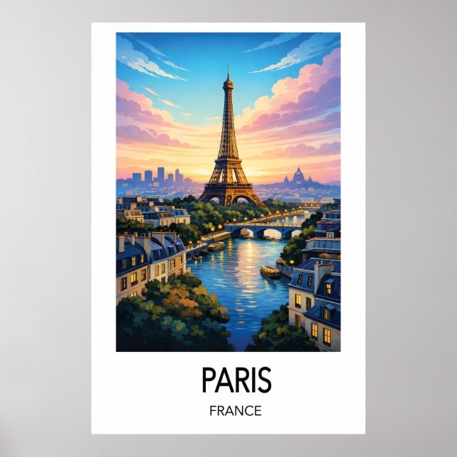 Paris Travel Poster France Wall Art (Vorne)