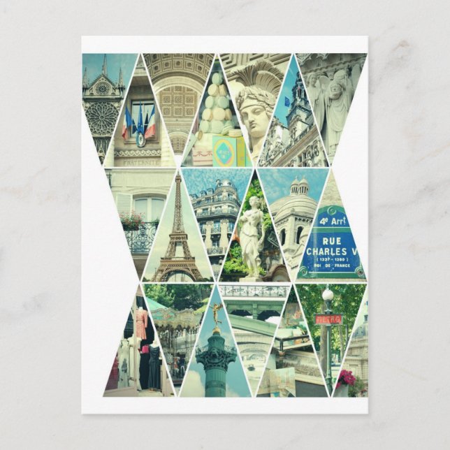 Paris Trendy Triangle - FotoCollage - Postcard Postkarte (Vorderseite)