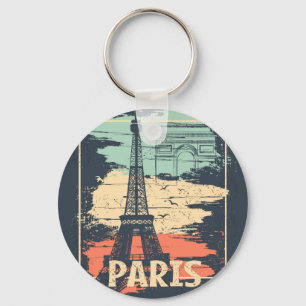 Paris-Typografie: abstraktes Eiffel-Turm-Plakat. Schlüsselanhänger