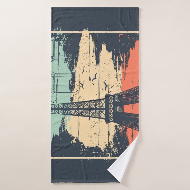 Paris Typografie: abstraktes Eiffelposter. Badehandtuch (Badehandtuch)