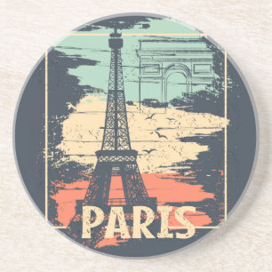 Paris Typografie: abstraktes Eiffelposter. Getränkeuntersetzer