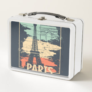 Paris Typografie: abstraktes Eiffelposter. Metall Brotdose