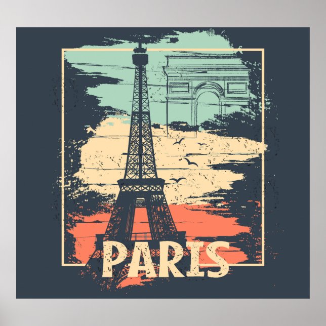 Paris Typografie: abstraktes Eiffelposter. Poster (Vorne)