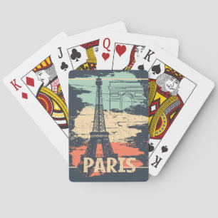 Paris Typografie: abstraktes Eiffelposter. Spielkarten