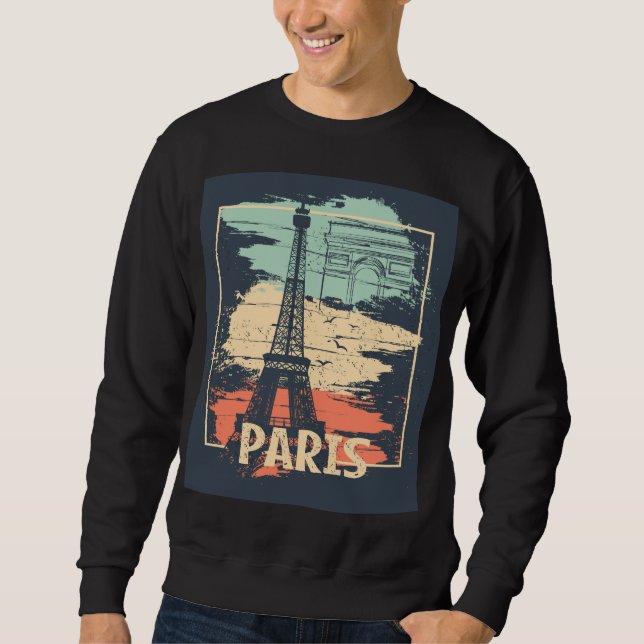 Paris Typografie: abstraktes Eiffelposter. Sweatshirt (Vorderseite)
