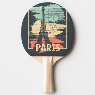Paris Typografie: abstraktes Eiffelposter. Tischtennis Schläger