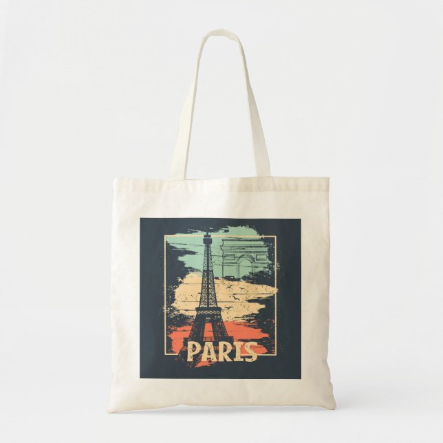 Paris Typografie: abstraktes Eiffelposter. Tragetasche (Vorne)