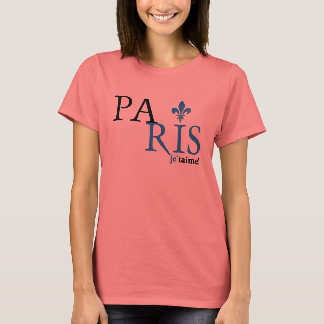 Paris Typografie Fleur Du Lis T-Shirt (Vorderseite)