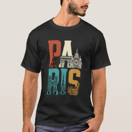Paris-Typografie-Kunst | Vintage-pariser Wahrzeich T-Shirt