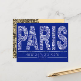 Paris Typography Map Postcard Modern Travel Design Postkarte