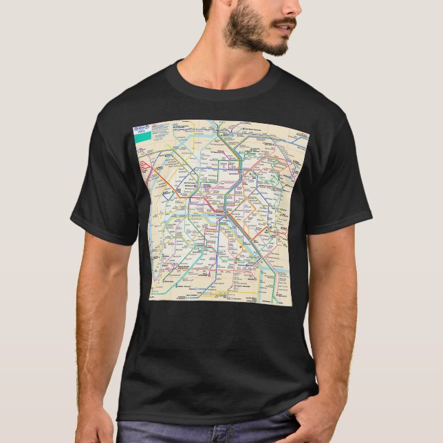 Paris U-Bahn-Karte Frankreich T-Shirt (Vorderseite)