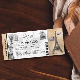 Paris Überraschung Geburtstag Boarding Ticket Einladung
