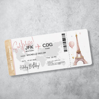 Paris Überraschung Geburtstag Boarding Ticket Einladung