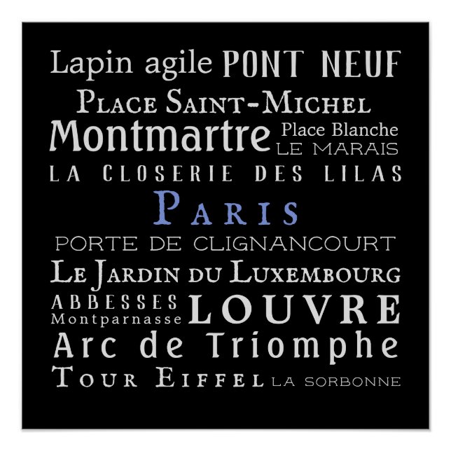 Paris und seine Sehenswürdigkeiten Poster (Vorderseite)