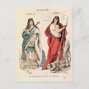 Paris und Versailles Glaring aufeinander, 1871 Postkarte