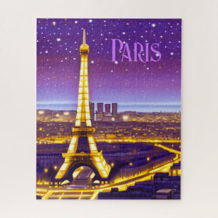 Paris unter dem Lila Sternenhimmel Puzzle