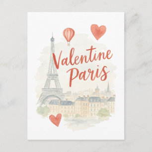 Paris Valentinstag Wasserfarbenkarte – Eifelturm Postkarte