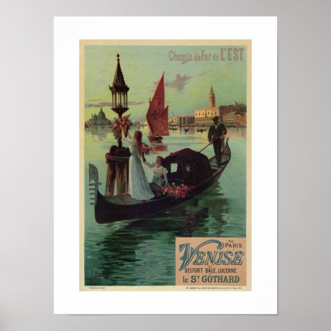 Paris Venedig Italien Jahrgänge Reisen und Romanti Poster (Vorne)