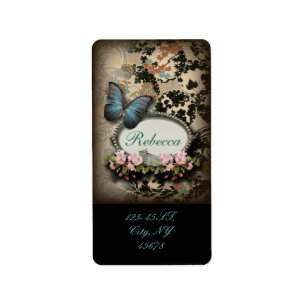 Paris viktorianischer Blumenschmetterling Adressaufkleber