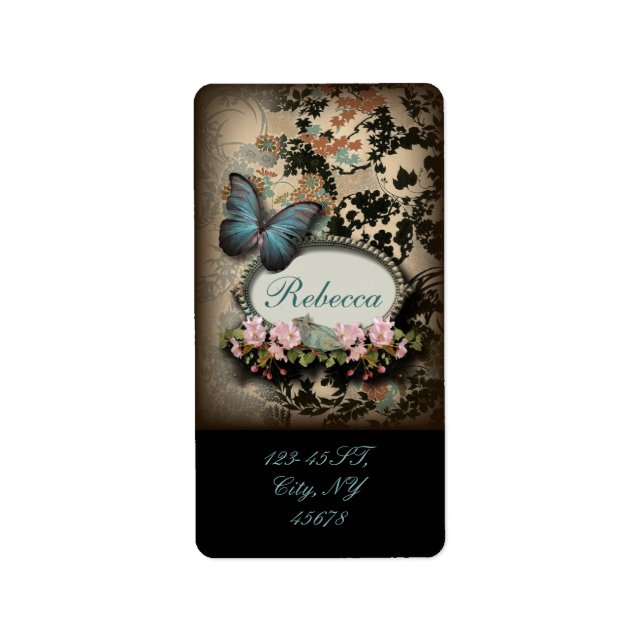 Paris viktorianischer Blumenschmetterling Adressaufkleber (Vorne)