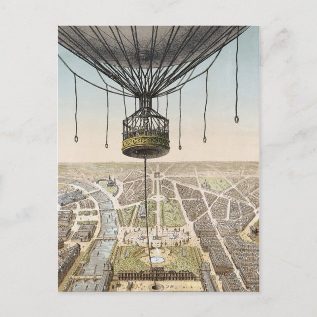 Paris Vintag Balloon Postcard Postkarte (Vorderseite)