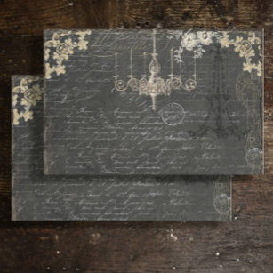 Paris Vintag Black Ephemera Script Decoupage Seidenpapier