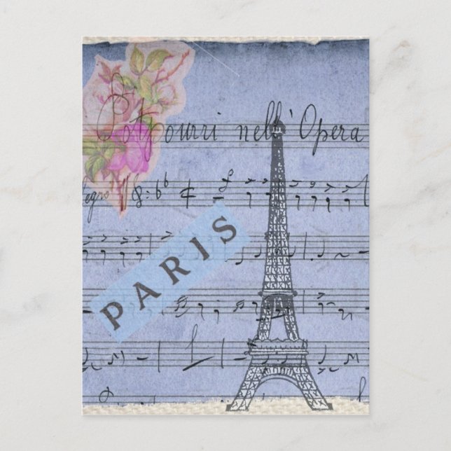 Paris Vintag Collage Style Postcard Postkarte (Vorderseite)