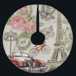 Paris Vintag: Postkartenstil Polyester Weihnachtsbaumdecke<br><div class="desc">Paris Vintage Postkarte. Vintages Schmetterlingposter! Retrodekoration mit Blume,  Autos und Eiffelturm. Vintag,  Illustration,  Blume,  Auto,  Retro,  Collage,  Poster,  Schmetterling,  Fahrrad,  alt,  France,  Postcard,  Eiffel,  Dekor,  Land,  Papier,  1950er Jahre,  Reise,  Auto,  Reise</div>