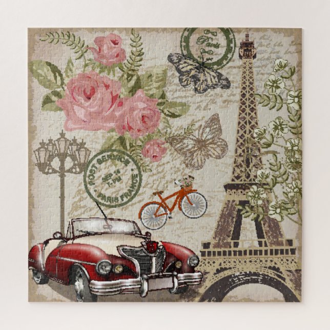 Paris Vintag: Postkartenstil Puzzle (Vertikal)