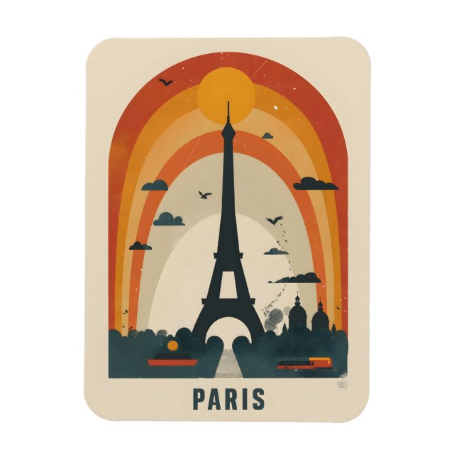 Paris Vintage Art Postkarte Magnet (Vertikal)
