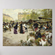 Paris Vintage Blume Market Malerei (Alte Kunst)