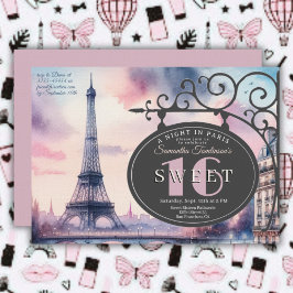Paris Vintage Eiffel Tower Sweet 16 Birthday  Einladung