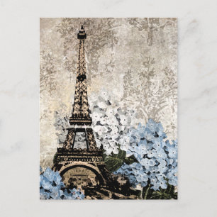 Paris Vintage Hortensien Dunkle Postkarte