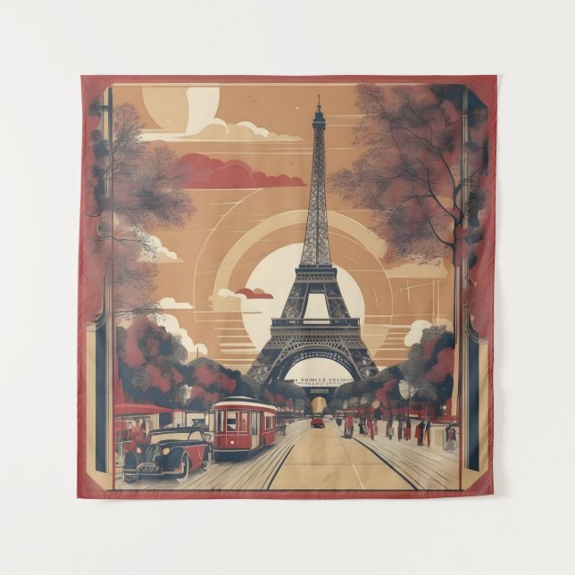 Paris - Vintage Malerei Wandteppich (Vorderseite)