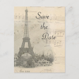Paris Vintage Musik Hochzeit Save-the-Date-Karte Save The Date
