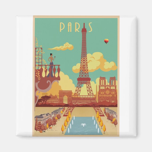 Paris Vintage Plakat Magnet (Vorne)