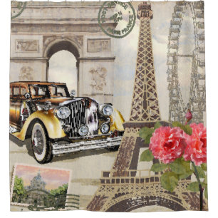 Paris Vintage-Plakat. vintage, plakat, paris, alt, Duschvorhang