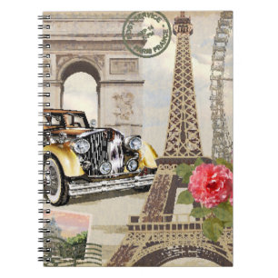 Paris Vintage-Plakat. vintage, plakat, paris, alt, Notizblock