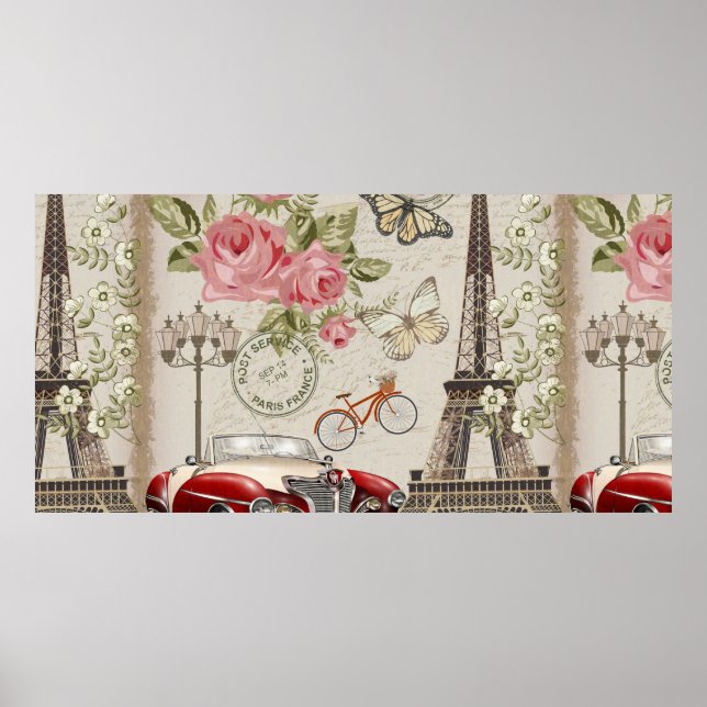 Paris Vintage Postkarte. Poster (Vorne)