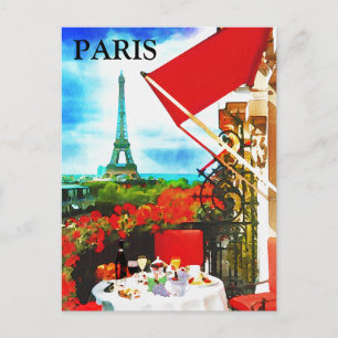 Paris Vintage Reise Tourismus Zusatz Postkarte