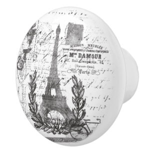 Paris Vintage Schrift Postage Collage Stil Keramikknauf