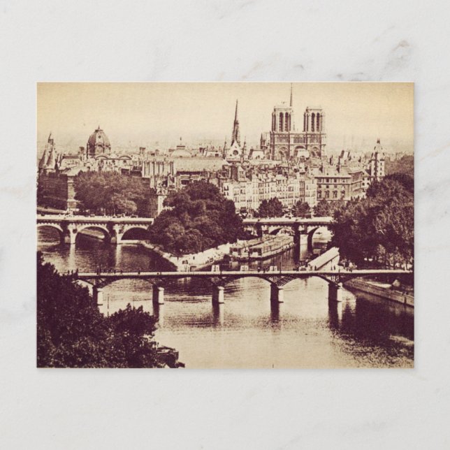 Paris Vintage Sehenswürdigkeiten Postkarte (Vorderseite)