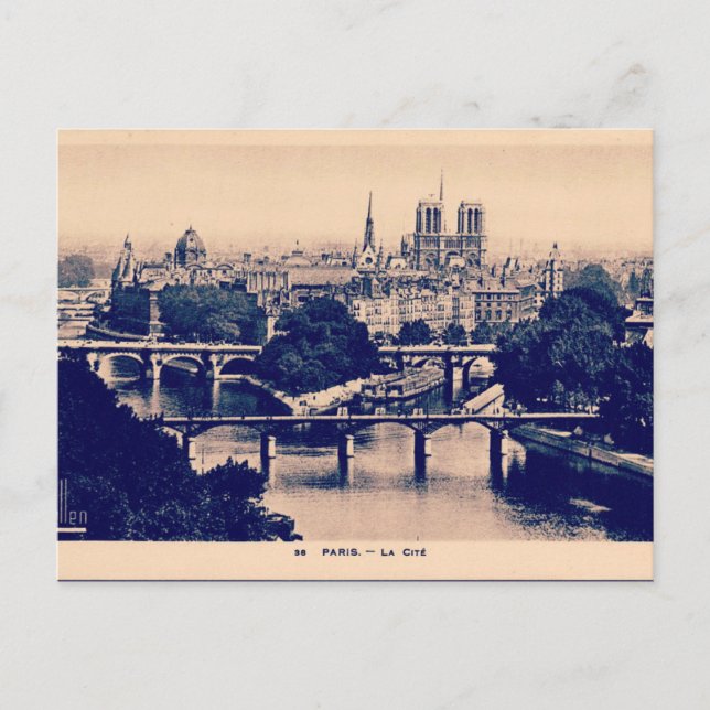 Paris Vintage Sehenswürdigkeiten Postkarte (Vorderseite)