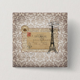 Paris Vintage Shabby Chic Eiffelturm Button