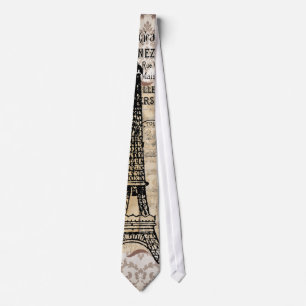 Paris Vintage Shabby Chic Eiffelturm Krawatte