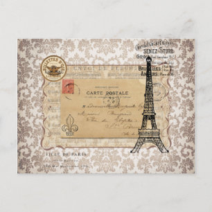 Paris Vintage Shabby Chic Eiffelturm Postkarte