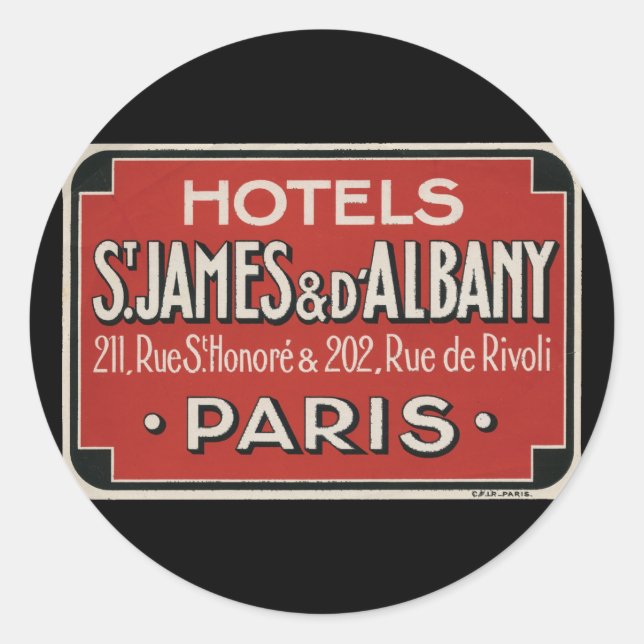 Paris Vintage Travel Luggage Label Runder Aufkleber (Vorderseite)