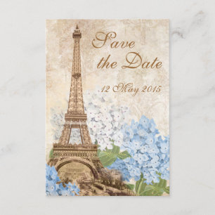 Paris Vintager blauer Hydrangea Save the Date