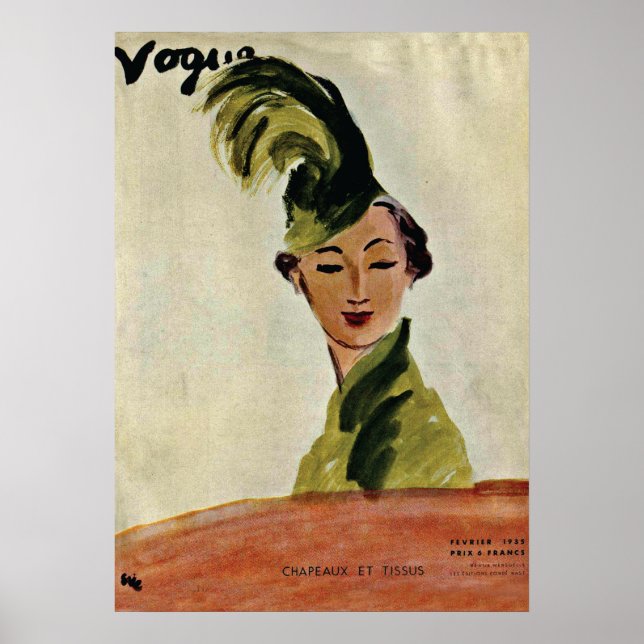 Paris Vogue Cover ~ Hats & Fabrics 1935 Poster (Vorne)